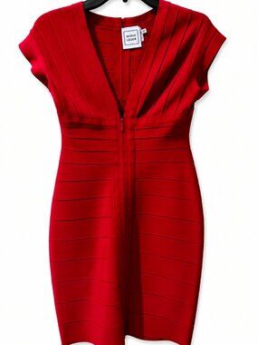 Herve Leger Ruby Red Bandage Dress – Size Large